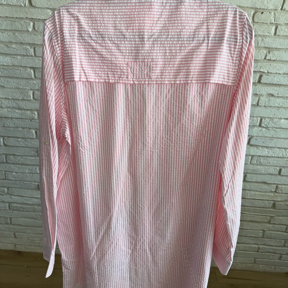 NWT- Vineyard Vines Pink Striped Harbor Button-Down Swim Coverup - Picture 10 of 11